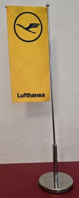 Lufthansa Airways Pennant  Flag on Stand Germany Old Original