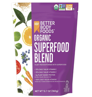 BetterBody Foods Organic Superfood Powder with Protein, Vitamins C, E, and B12