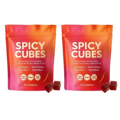 Peach Gummies Spicy Cubes 30 Gummies 1/2 Bag Support for Calm and Relaxation Hot