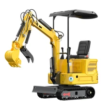 Mini Excavator 1 Ton Digger 13.5hp Gas Tracked Crawler  Hydraulic Thumb Clamp