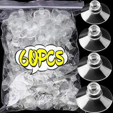60/5pcs Mushroom Head Suckers Transparent Glass Suction Cup Hanging Hooks for Wi