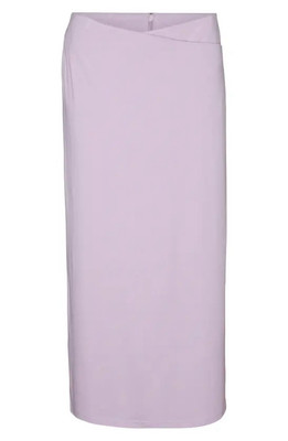 Vero Moda Crossover wrap waist soft stretch calf length slit skirt Purple M 