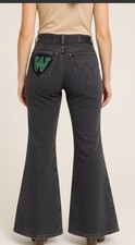 Nwt Wrangler Wanderer 622 High Rise Flare Jeans 26x32 Black Bell Bottoms New