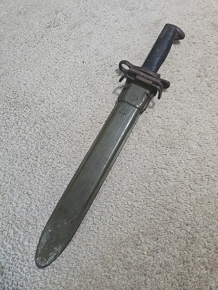 WWII M1 Garand Cutdown Bayonet SA 1909 W/Scabbard Super Rare Model! 10" Blade - Image 3 of 4
