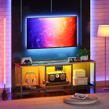 TV Stand W/ Charging Station Media Console Open Storage Shelving 55 Inch New
