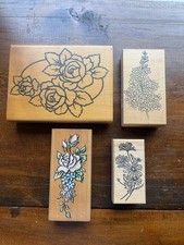 Flower Mounted Rubber Stamps, Mixed Lot  One Price Roses, Lilac, Daisy
