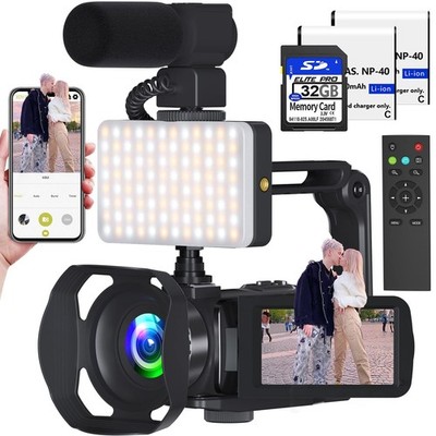 Video Camera 8k Camcorder 48MP UHD WiFi Vlogging Camera for YouTube with 18X ...