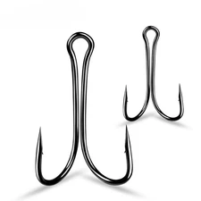50pcs Double Hook Open Shank Frog Hook High Carbon Steel Split Shank Size 8#-4/0