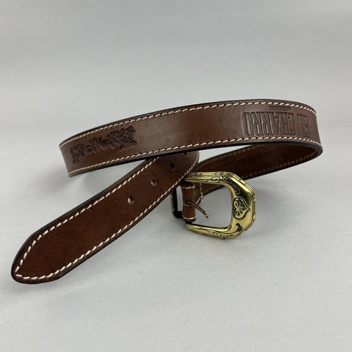 Cintura cowboy casual jeans pelle marrone El Charro Mexico taglia 39" lunghezza lunga - Foto 12 di 13