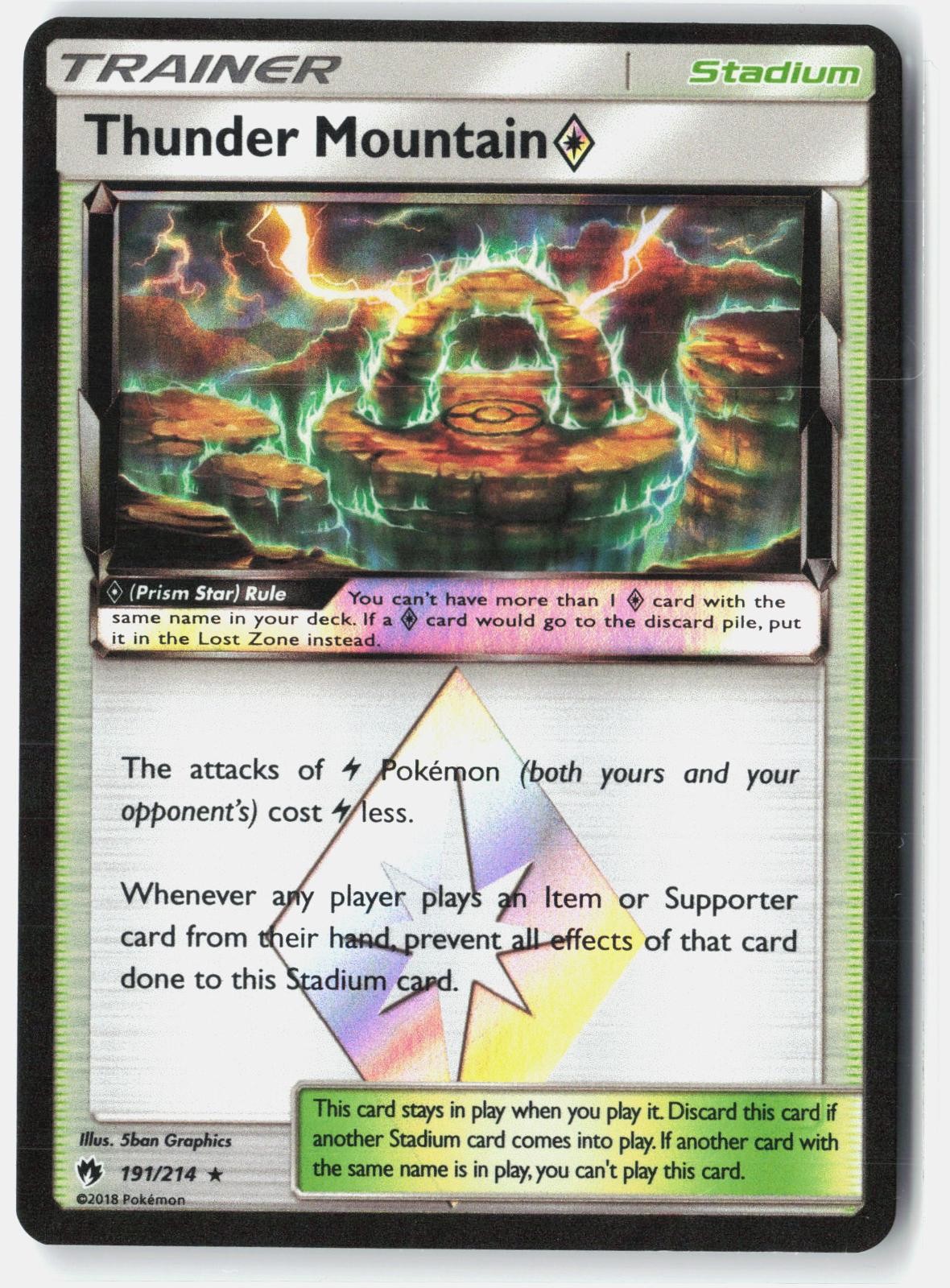 Thunder Mountain ◇ 191/214 Prism Star Rare Lost Thunder Pokemon Holo LP