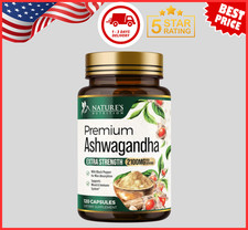 Organic Ashwagandha Capsules 2100mg Supplement w/ Black Pepper Root Powder