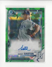 2021 Bowman Chrome Sapphire Prospect Green Sandy Gaston AUTOGRAPH Rays /50