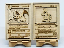 Charizard and Mew 2 | 3D Wood Cut Pokemon Card | 4.5" x 3.25" | Art / Gift