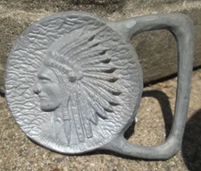 American Indian Enterprises Pewter Indian Chief Profile Belt Buckle Vintage