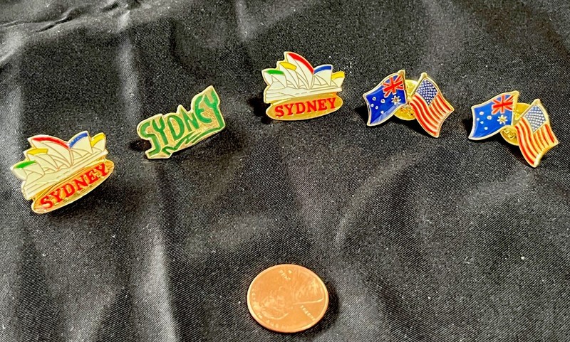 Lot of 5 AUSTRALIA Hat Lapel Pins Travel Souvenirs Sydney Opera House Flag