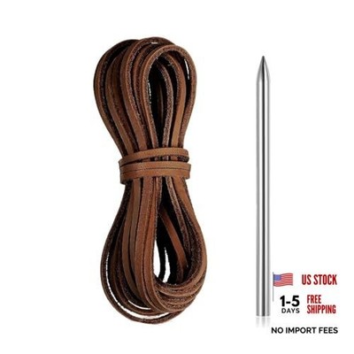 10 Yards Flat Genuine Leather Cord, 4mm Leather Strips for Crafts, Full Grain