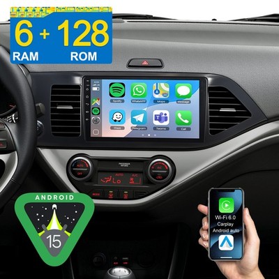 6+128GB Android 15 CarPlay Autoradio Navi 8-Core FM Für KIA PICANTO TA 2011-2016