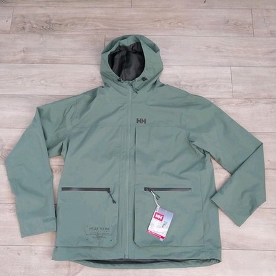 Helly Hansen Men's Move Hooded Rain Jacket Size 2XL Spruce Green Hooded Full Zip