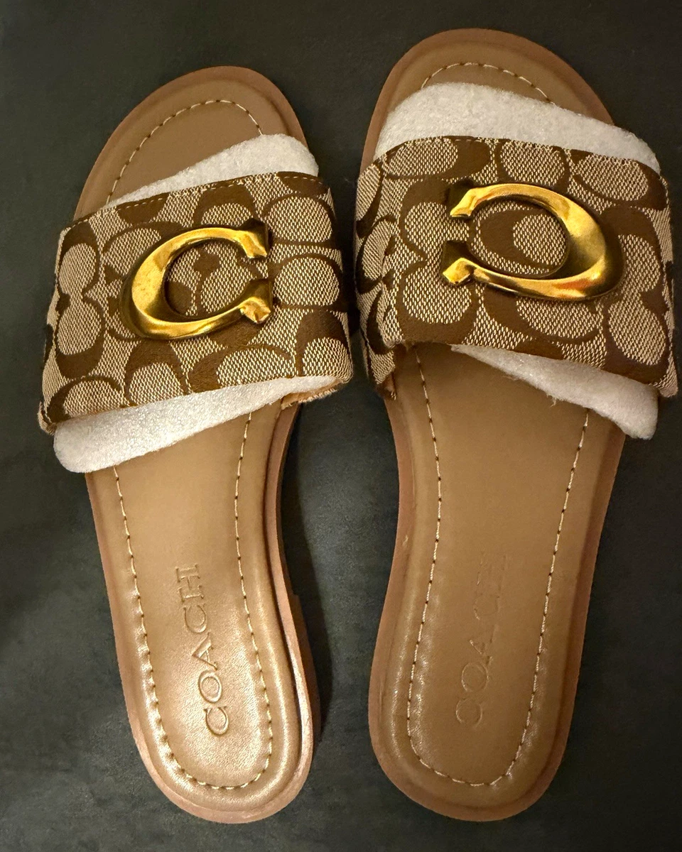 Coach Leather Upper Slide Casual Sandals for Women for sale | eBay