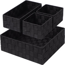 Woven Storage Baskets for Organizing, Small Black Baskets Cube Bin Container Tot