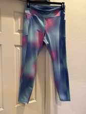 Avia Leggings Woman  s Size Large Blue Pink Ombre With Media Side Pockets