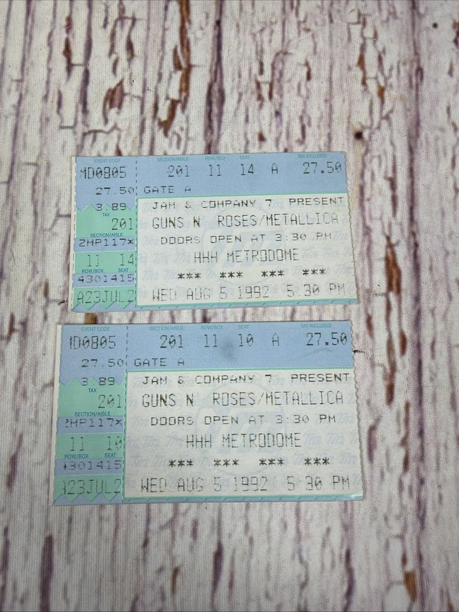 2GUNS N' ROSES & METALLICA AUGUST 5, 1992 HHH METRODOME MPLS