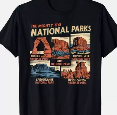 Vintage Moab Souvenir Big 5 Utah Mighty Five National Park T-Shirt