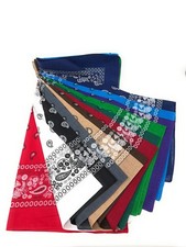 12 Pack Bandanas Paisley Print Cowboy Handkerchiefs Assorted Colors 100 cotton.