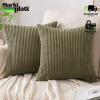 Kissenbezug 45X45 Kordsamt OlivgrüN Dekokissen FüR Wohnzimmer Schlafzimmer