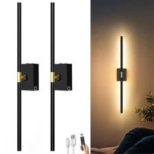 Battery Operated Wall Sconces Set of 2: 10000mAh Rechargeable Wall Lights wit...