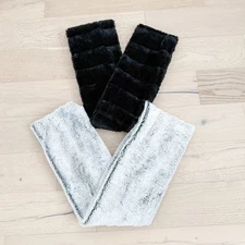 Capelli New York Faux Fur Scarf Black & Gray 2 Pc Lot Cozy Winter Plush Soft