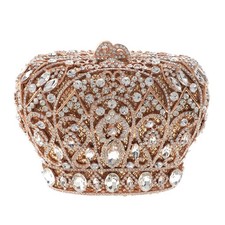 Gold Tone Metal Rhinestone Crystal Clutch Evening Bag HB6203-GCL