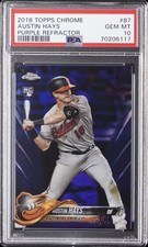 2018 TOPPS CHROME PURPLE REFRACTOR #87 AUSTIN HAYS ROOKIE RC 108/299 PSA 10