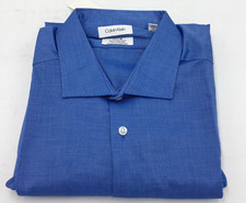 Calvin Klein Mens Steel Plus Slim Fit Dress Shirt in Blue Sz XL