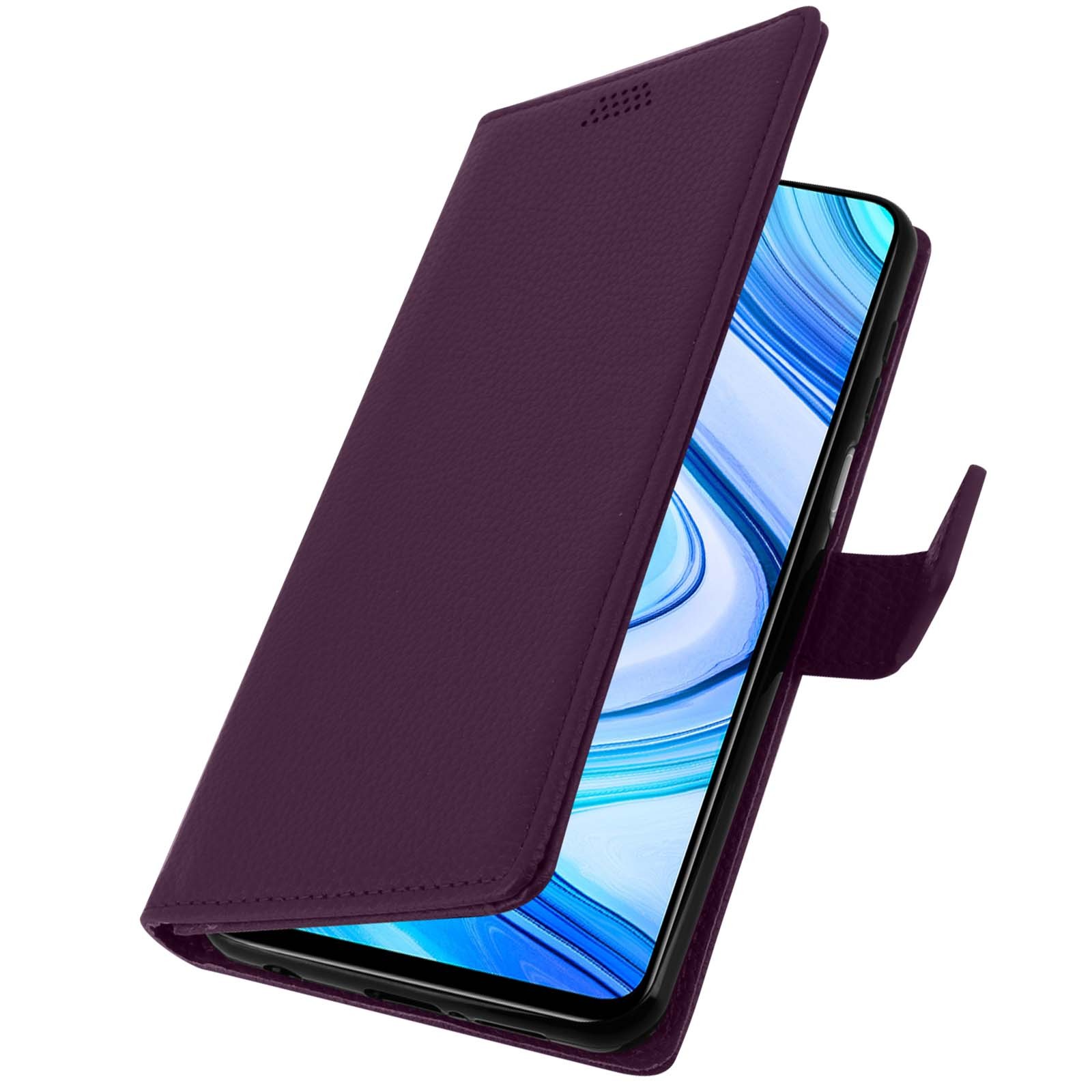 Coque folio Xiaomi Redmi Note 9S 9 Pro 9 Pro Max violette et support video - 2