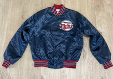 Vintage 80s Chalk Line Minnesota Twins Satin Bomber Jacket Medium Blue MLB USA