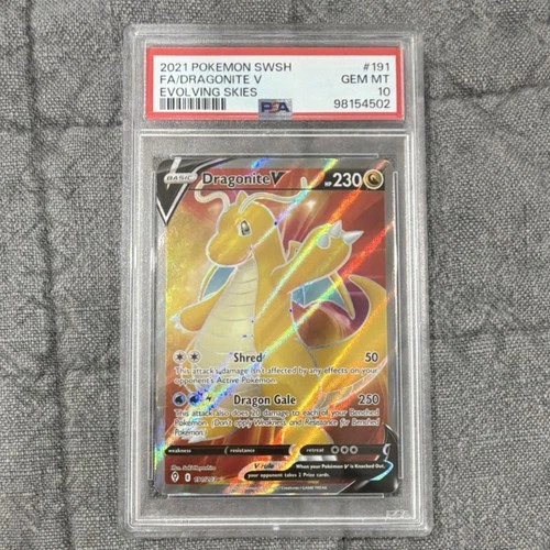 Pokémon Dragonite V Full Art 191/203 Evolving Skies Holo PSA 10