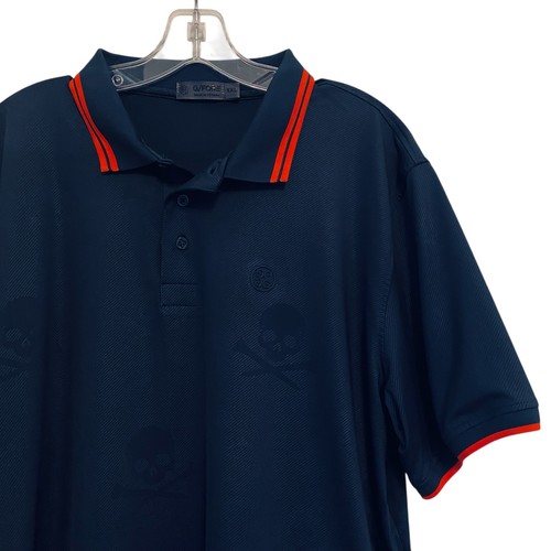 G/Fore G4 Skull Polo Shirt Golf Men's XXL Blue Red Debossed Performance ...