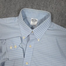 Brooks Brothers Dress Shirt Mens 16.5-34 Blue Non-Iron Stretch Regent Supima