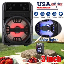Portable 3" Bluetooth Speaker Rechargeable Heavy Bass TWS FM MP3 Player w/LED US