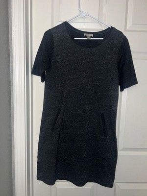Loft Ann Taylor Women T Shirt Dress Size Medium Gray Short Sleeve Scoop Neck