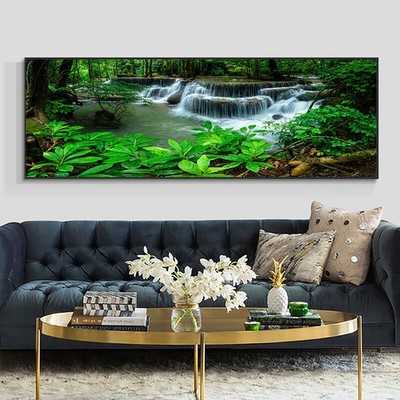Landscape Waterfall Green Tree Forest Canvas Painting Canvas Wall Art Wall Mural