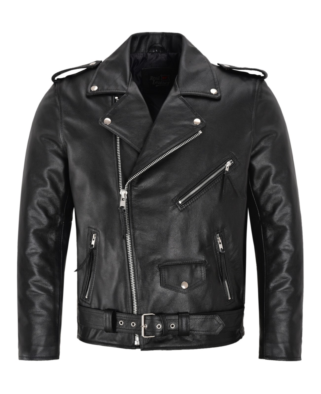 Chaqueta de Motociclista para Hombres RANDO Motocicleta Cuero de Vaca Moda Motociclista Chaqueta de Cuero