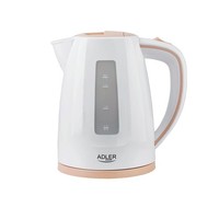 Adler Wasserkocher 1,7 Liter 2200 Watt Kalkfilter Weiß / Beige AD 1264