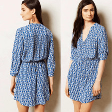 Anthropologie Maeve Gallen Dress Geometric size Small Pleated work casual vacati