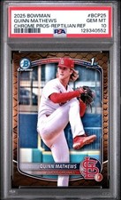 2025 Bowman Chrome Prospects #BCP25 Quinn Mathews -Reptilian Ref PSA 10