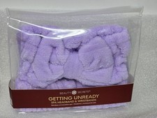 Beauty Secrets Getting Unready Spa Headband  Wristbands Soft Plush Lavender Set