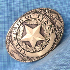 State Of Texas Star Belt Buckle Solid Brass Vtg 80s Tony Lama Exclusive .GMP273