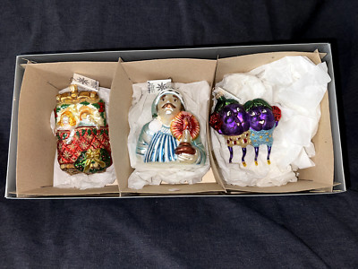 NEW Slavic Treasures Night Before Christmas II Set of Glass Christmas Ornaments