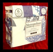 METROPOLITAN BAMBOO 1800 SERIES 6pc SHEET SET KING SIZE, 2 free pillowcases,